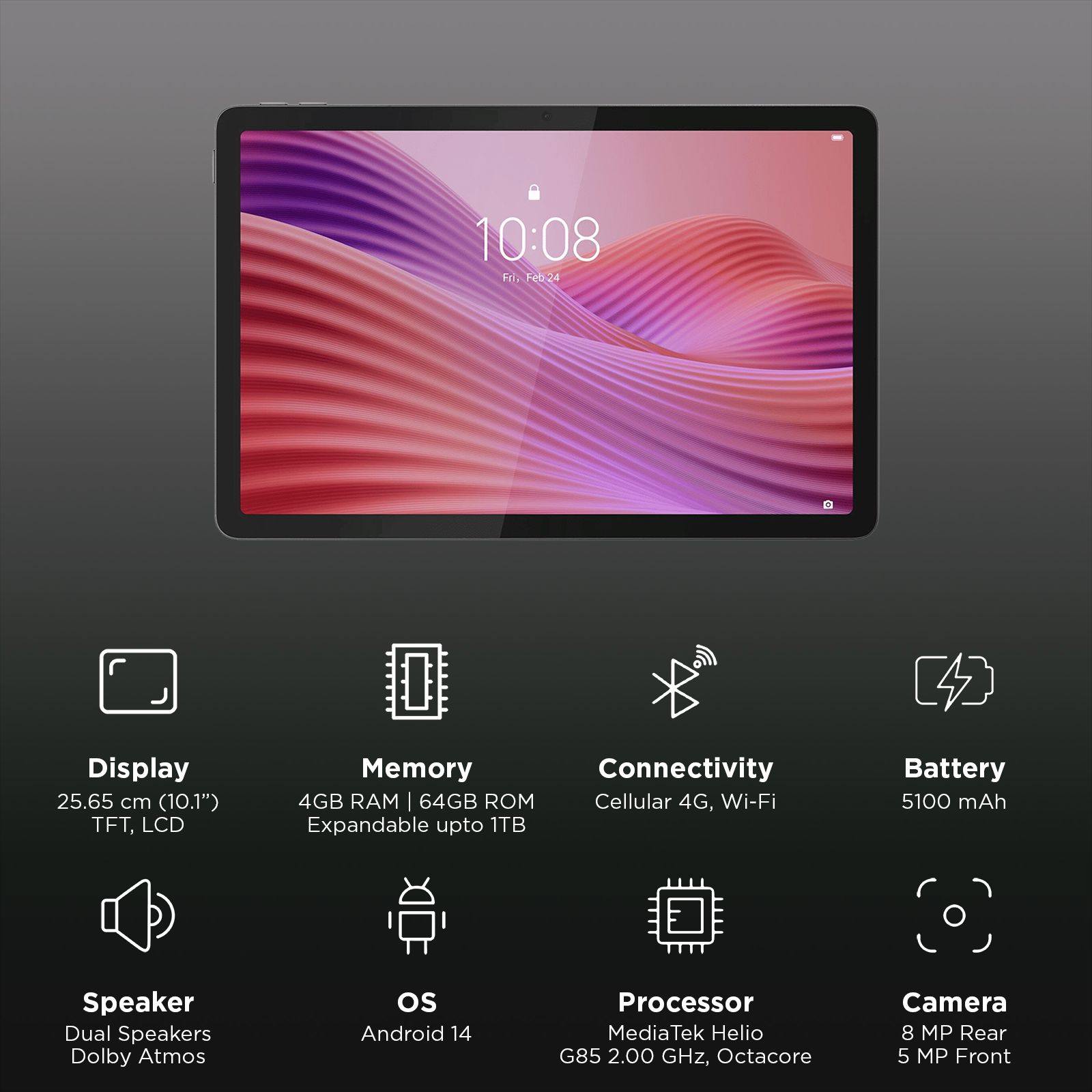 Buy Lenevo Tab Wi-Fi+4G Android Tablet (10.1 Inch, 4GB RAM, 64GB